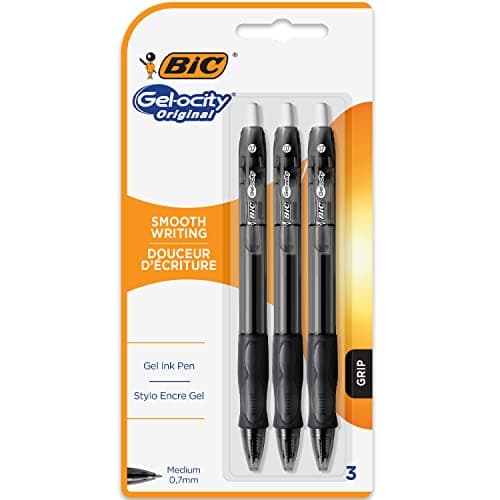 Image of BIC Gel-ocity ST Original Gel Ink Rollerball Pens - Medium 0.7mm Nib Tip - Blister Pack of 3 - Black Ink