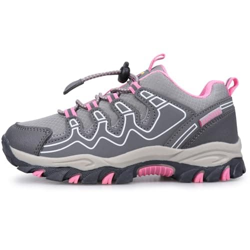 Image of Girls Trainers Water Repellent Trail Running Sneakers Non-Slip Walking Shoes Gray/Rose Red Size 5.5UK(39EU) Big Kids