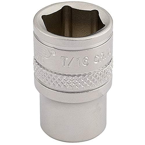 Image of Draper 16525 1/4" Square Drive Micro Satin Chrome Imperial Socket, 7/16" Size , Blue