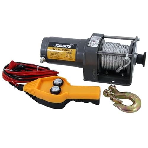 Image of Neilsen CT0711 - 12V Electric Winch 2000lb / 907kg Capacity | 1.7kw / 2.3hp Motor | 15m Cable | 4mm Diameter | Ideal for Horizontal Winching Boats,Tree Stumps and Vehicles.