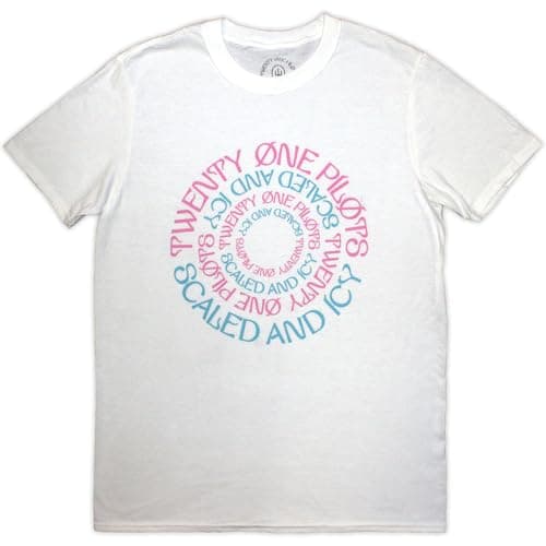 Image of Twenty one Pilots T Shirt Scaled and ICY Circular Band Logo Official Mens White XL