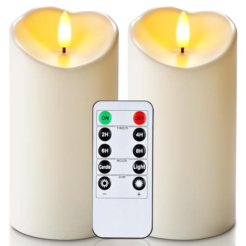 Image of Homemory 3" x 6" Outdoor Waterproof Flameless Candles, LED Candles, Battery Operated Candles with Remote and Timers, Electric Fake Pillar Candles for Home Decor, Ivory White, Set of 2