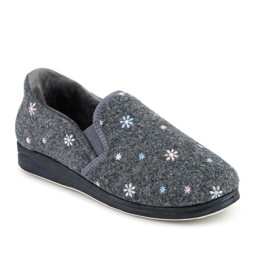 Image of Pavers - Womens Just Step In Memory Foam Slippers in Grey - Memory Foam Insole That Moulds to the Foot - Light & Flexible - Slip into Comfort Quickly - Size 7 UK