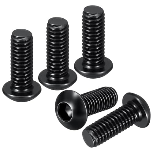 Image of DTGN M5-0.8x12mm Button Head Socket Cap Screws - 100Pack - Good for Road Bicycle, Mountain Bike, Auto, Motorcycle - Carbon Steel Black Oxide - Hex Drive Fasteners