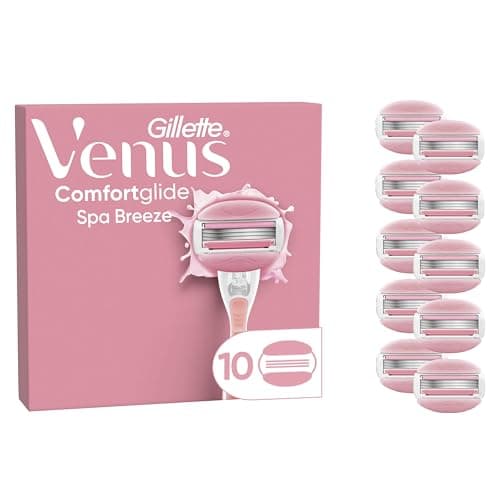 Image of Gillette Venus Comfortglide Spa Breeze Women's Razor Blade Refills, Pack of 10, 3 built-in blades for a smooth, close shave that lasts