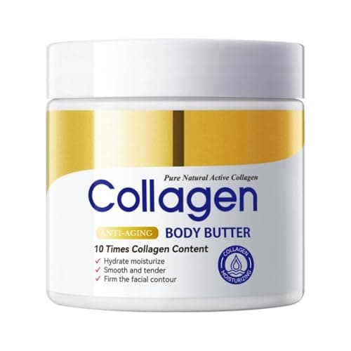 Image of Collagen Body Butter, Collagen Cream Face & Body Lotion, Anti-Wrinkle, Firms Facial Contours & Tightens Skin, Lightweight & Soft Non-Greasy Firming Moisturiser for Whole Body, 200 g