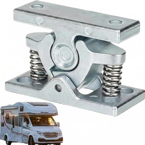 Image of 1 Pieces Silver Zinc Alloy Door Stopper with Spring, Caravan Door Retainer Catch, Door Buckle, Caravan Motorhome and Boat Door Clipx