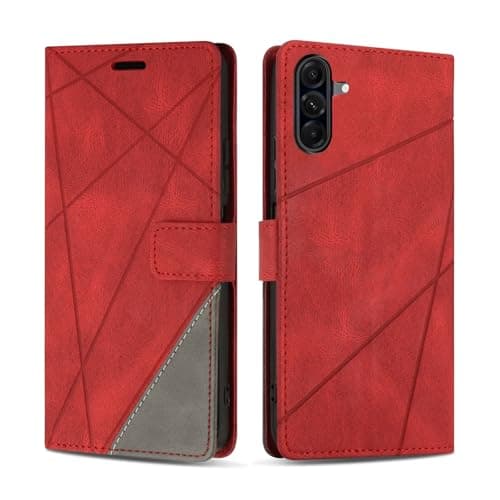 Image of SONWO Case for Samsung Galaxy A56 5G, Premium PU Leather Flip Wallet Case Cover with Magnetic Closure and Card Slots, Phone Case for Galaxy A56 5G, Red