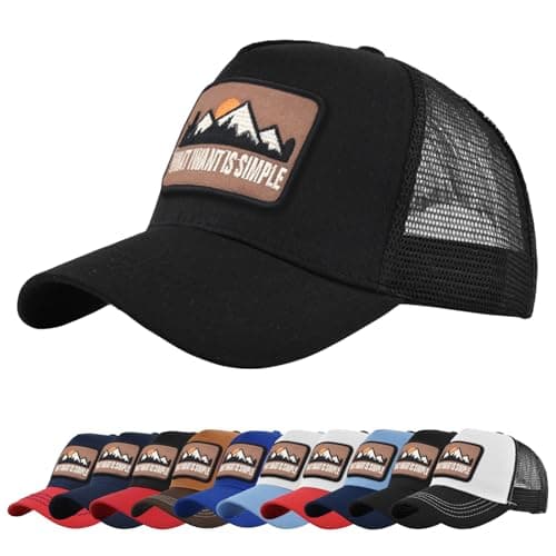 Image of Tiakay Trucker Cap Embroidered Baseball Hat - Unisex Mesh Back Sun Hat for Casual, Outdoor & Hip Hop Sport Wear (Navy)