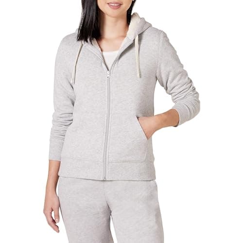 Image of Amazon Essentials Women's Sherpa-Lined Fleece Full-zip Hooded Jacket, Grey Heather, S