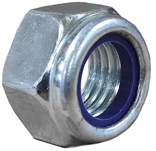 Image of M20 Locking Nyloc Hex Nut 20mm Metal Steel Sheet Zinc Plated Nut Box of 3pcs