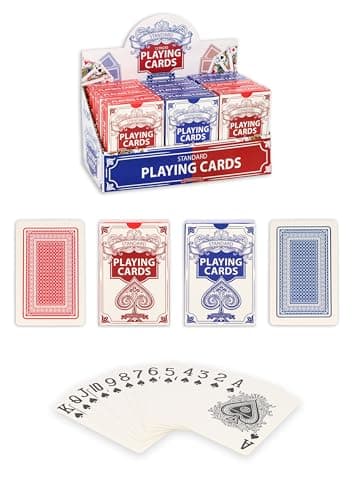 Image of HENBRANDT Standard Playing Cards 1 x Deck - Classic Red Blue Poker Bridge Card Game Set for Adults Family Entertainment Parties Clubs Casinos Tournaments - Individually Security Sealed