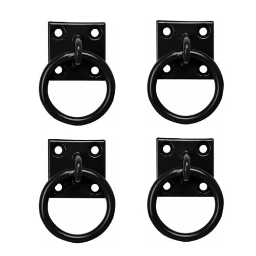 Image of 2" Black Chain Tie Ring On Plate Tie Ring Pack Horse Stable Tack Room 50MM x 50MM (4, Black)