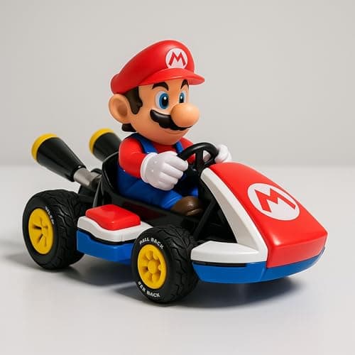 Image of AAMEN Pull & Speed Mario Kart P-Wing Twin Pack – Wind-Up Pull-Back Car Set, Twin Friction Racers, Officially Licensed, Portable Trackless Fun for Kids 3+