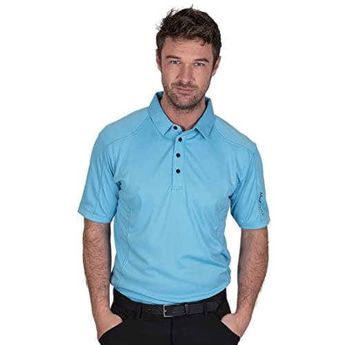 Image of Island Green IGTS1648 Mens Top Stitch Performance CoolPass Golf Polo Shirt, Turquoise, XXL