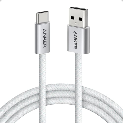 Image of Anker Zolo USB-A to USB-C Charger Cable, 1.8 m Durable Braided Type-C Fast Charging Cable with Slim Connector, Seamless CarPlay, For iPhone 17/16/15, iPad Pro, Samsung Galaxy, More(White)