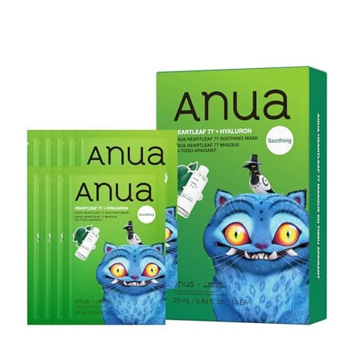Image of Anua Heartleaf 77 Soothing Mask, Hydrating Face Mask for Sensitive Skin, Centella, Hyaluronic Acid, Calming, Moisturizing, Fragrance-Free, korean Skin Care, 10 Sheets