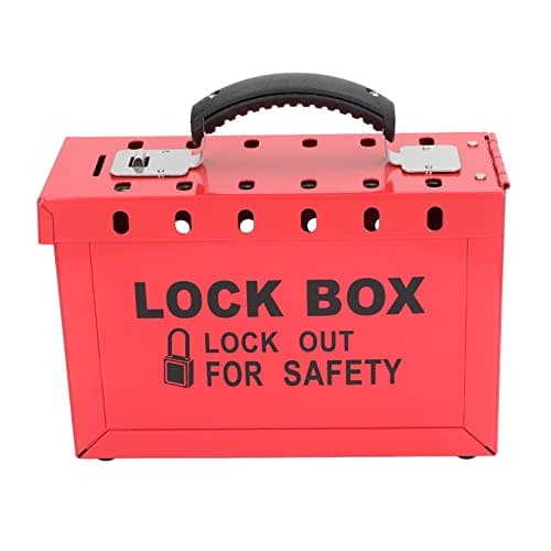 Image of Lockout Lock Box, Large Group Safety Padlock Rack with 12 Slots for Lockout, Tagout Station Storage for Tags, Hasps, 9.3x6.1x3.7in