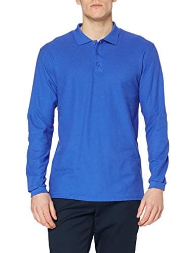 Image of Fruit of the Loom Men's Premium Long Sleeve Polo Shirt, Royal, Large