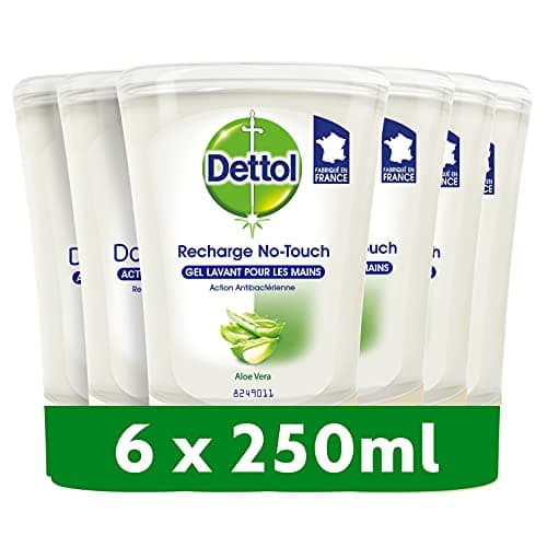 Image of Dettol No-Touch Hands Free Refill Package (6 x 250ml Pack) Liquid Soap, Aloe Vera