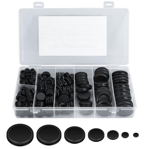 Image of Bcautay 170pcs Rubber Grommets Kits, Black Electrical Cable Holes for Holes for Car, Boat, Pump, Plumbing, and Home Improvement - Electrical Wire Gasket Kit for Cable Wiring and Cord Organization