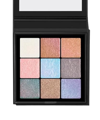 Image of BEAUTY BAY Mini Charms 9 Colour Palette, Shimmer Eyeshadow Collection, White/Gold/Pink/Blue/Grey/Green/Purple, Buildable Coverage, Opalescent Finish