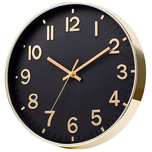 Image of SIN&MI 12 Inch Wall Clock Silent Large Wall Clocks for Living Room Office Home Kitchen Decor Modern Style Easy to Read Gold