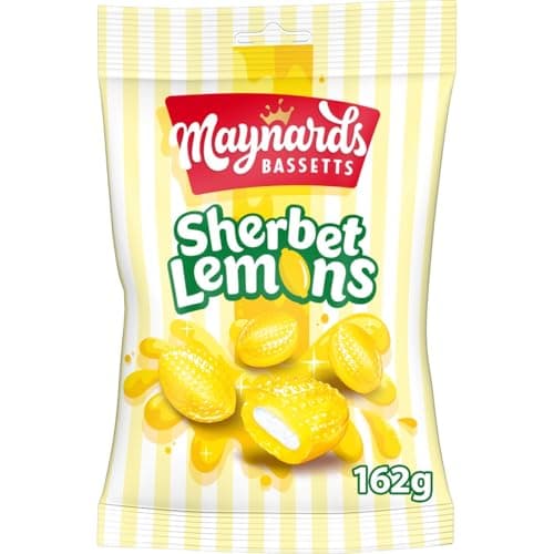 Image of Maynards Bassetts Sherbet Lemons, Tangy Lemon Sweets with Fizzy Centre, 162 g (Pack of 1)