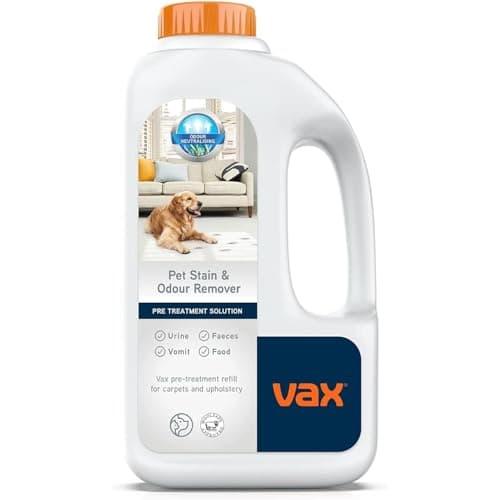 Image of Vax Pet, Stain & Odour Remover 1L Pre Treatment Carpet Cleaner Solution, Upholstery Stain Shampoo, Fragrance Free, Formulated for Stubborn Stains and Smellier Messes, 1-9-142879, White