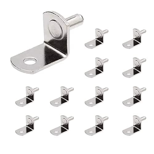 Image of CORTNEY Shelf Support Pegs, 20Pcs 6mm L Shape Metal Shelf Pegs for Kitchen Cabinet Bookcase Closet Wardrobe Cupboard Wood Glass Shelves Supports, Nickel Plated Shelf Bracket Pegs Pins with 4 mm Hole