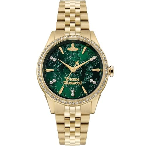 Image of Vivienne Westwood Little Wallace 32mm Ladies Quartz Watch with Green Dial & Gold Stainless Steel Bracelet