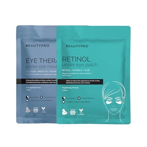 Image of BEAUTYPRO AM/PM EYE ROUTINE Eye Therapy & Retinol Under Eye Gel Patches Multipack 2-in-1 Collagen Green Tea Skincare Treatment for Puffy Eyes Dark Circles & Wrinkles Vegan Multi Award Winning Brand