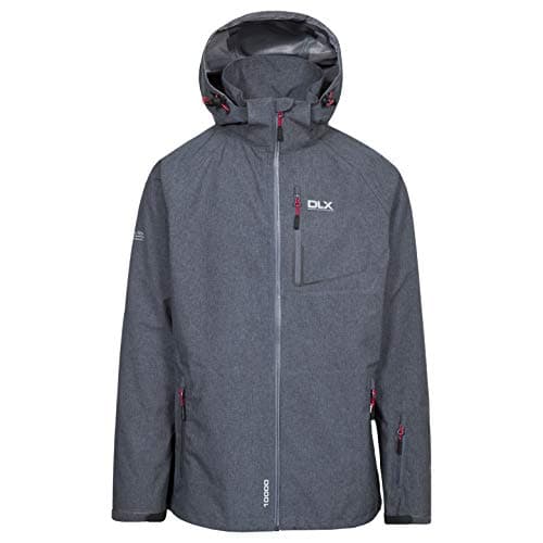 Image of Trespass DLX Caspar, Dark Grey Marl, XXS, Waterproof Jacket with removable Hood & Underarm Ventilation for Men, XX-Small / 2X-Small / 2XS, Grey