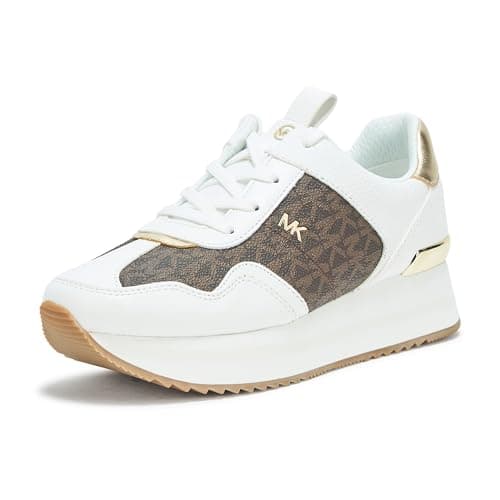 Image of Michael Kors Women's Raina Sneaker, White / Brown, 4 UK