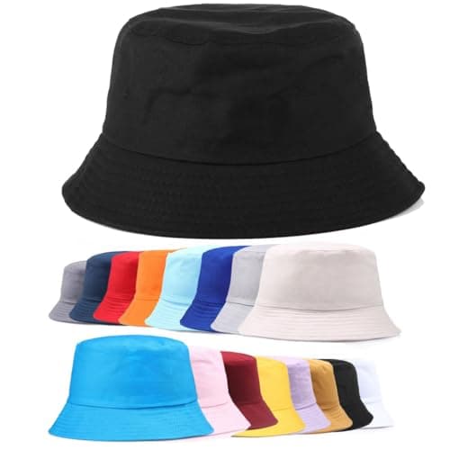 Image of Van Der Linn Adults Cotton Bucket Hat Fishing Fisher Beach Festival Sun Creative (Black)