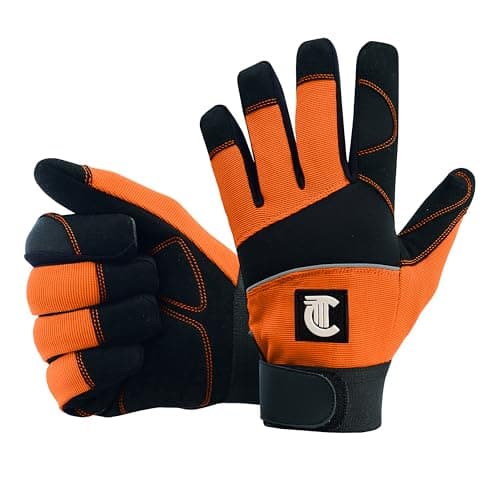 Image of COLOURLINX Heavy Duty Work Gloves Multipurpose Safety Gardening Working Mechanic Driving Construction DIY Farm Yard Gloves Firm Grip Non Slip Lifting Handling Gloves (Orange, L)