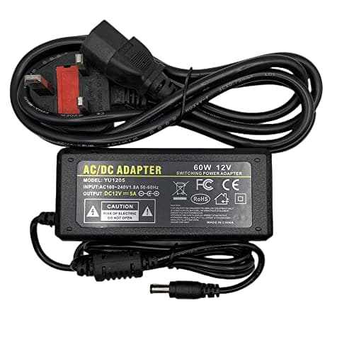 Image of Multibao AC DC 12V 5A 60W Power Supply Adapter Charger Transformer with DC 5.5x2.1mm / 5.5x2.5mm Plug For LED CCTV 3 Pin UK Plug