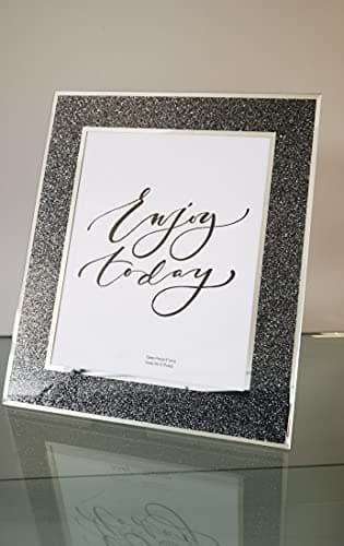 Image of 8x10 inch BLACK GLITTER PHOTO FRAME GLITTER GLASS FRAME DECOR PHOTO FRAME SPARKLE GIFT WEDDING FRIENDS FOR DESK OR WALL HANG