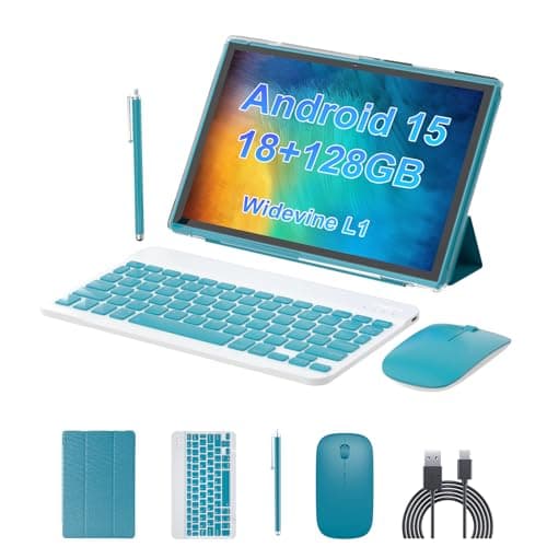 Image of Android 15 Tablet 10 inch Tablet 2 IN 1 Tablets with Keyboard Mouse Case Stylus 18GB RAM 128GB ROM 2TB Expand, Android 15 Tableta 10.1" IPS 6000mAh Battery Bluetooth Dual Camera 5G WiFi-6 Tablets.