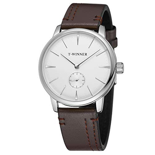 Image of Forsining Men's Mechanical Hand-Wind Analog Business Style Wrist Watch with Leather Strap
