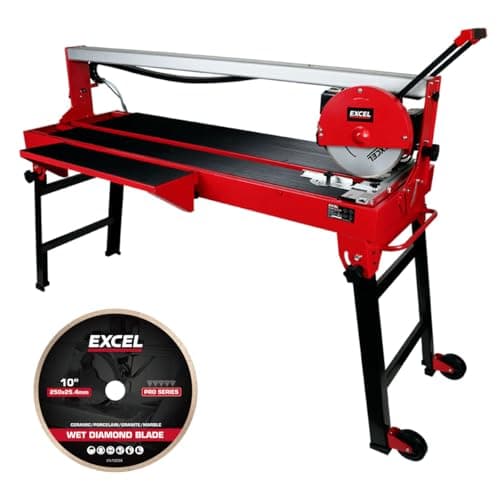 Image of Excel 1250mm Wet Tile Cutter Bridge Saw 240V/1200W with Continuous Rim Tile Saw Blade