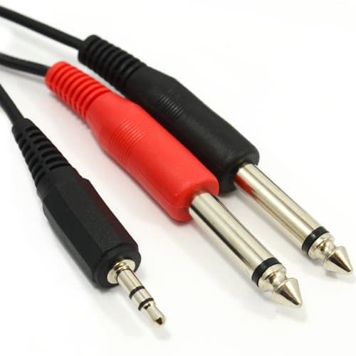 Image of kenable Laptop to Mixer Cable 3.5mm Stereo Jack to 2x 6.35mm Mono Jack Plugs Audio Lead Black 3m