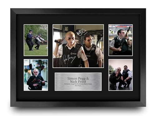 Image of HWC Trading Hot Fuzz Gifts Printed Signed Autograph Presentation Display Montage for Movie Memorabilia Fans - A3 Framed