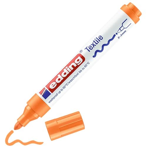 Image of edding 4500 textile marker - neon orange - 1 pen - round nib 2-3 mm - permanent fabric markers for drawing on textiles, wash-resistant up to 60 °C - marker pens for fabric lettering