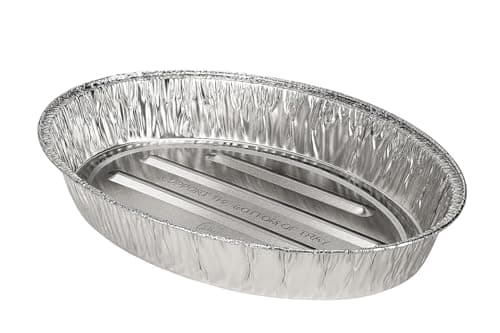 Image of 2 x Large Oval Aluminium Foil Roasting Tray 44 x 33 x 7.5cm | Heavy Duty Disposable Turkey Roasting Pan for Oven, BBQ & Grilling | Deep Foil Roaster Tray for Cooking & Catering
