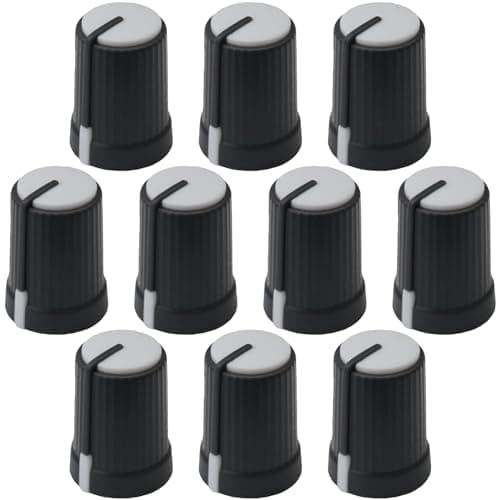 Image of 6m D-Shaft Hole Grey Body Colour Cap Mixer Control Knobs Pack of 10 (White/Dark Grey)