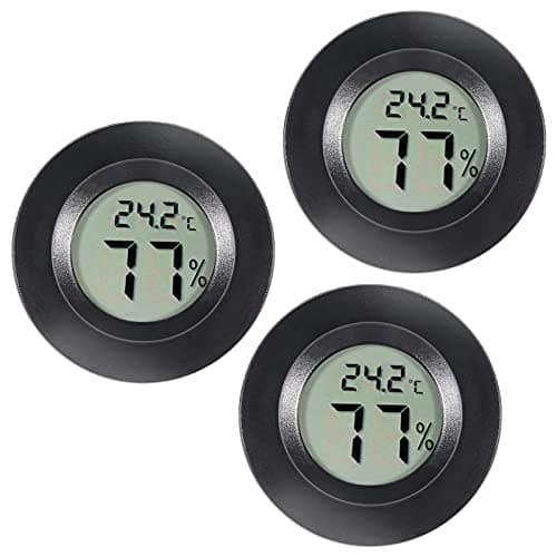 Image of 3Pcs Mini Round Hygrometer Thermometer Digital LCD Monitor Meter Gauge Indoor Outdoor Humidity Temperature Gauge for Humidifiers Dehumidifiers Greenhouse Basement Babyroom Fahrenheit or Celsius Black