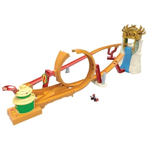 Image of Hot Wheels The Super Mario Bros. Movie Track Set, Jungle Kingdom Raceway Playset with Mario Die-Cast Toy Car Inspired by the Film, HMK49