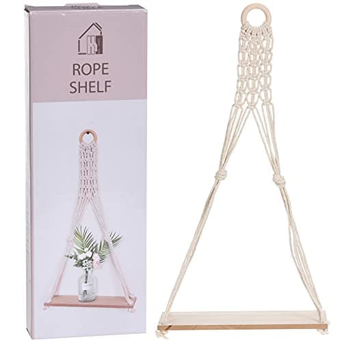 Image of URBNLIVING 1 Tier or Two Tier Wooden Hanging Shelf Storage Display Rack Decorative Indoor (1 Tier)