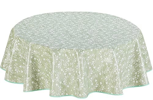 Image of Home Direct Round Oilcloth PVC Wipe Clean Tablecloth Table Cover 140cm 55" Sage Green